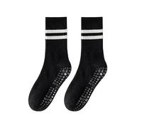 RVROVIC 3 Pairs Pilates Full Toe Socks for Women with Non Slip Grippers, Yoga Crew Socks for Pure Barre, Ballet,Dance Workout,1-Black