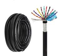 RVSP Flexible Shielded Twisted-Pair Cable 300V, Oxygen-Free Copper, Aluminum Foil & Tinned Copper Braid, Flame-Retardant PVC Jacket-Perfect for Drag Chains, Robotics & Automation(50ft,0.2mm²-20C)