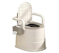 RVTENRIO Ergonomic Portable Toilet with Lid and Tissue Holder, 150kg Capacity, Odor-Proof, Easy to Clean, Suitable for Outdoor Camping, Motorhome, Caravan and Elderly Home Care - Khaki