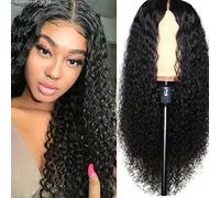 Rvtkak Wig Head, Black Women Wigs Deep Curly Wig, Long Curly Hair Adjustable with Bangs Black Wave Wig, Hair Wigs for Women Human Hair