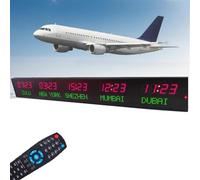 RVUEM 5 City World Time Zones Clock, Digital LED World Clock, 3 Levels of Brightness Adjustment and Calibration Automatically Function, with Remote Control, for Enterprises, Airport