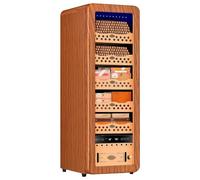 RVUEM Cigar Humidors, Electric Cooler Cigar Humidor, with Cedar Wood Drawers & Shelves, Up to 800 Counts Cigars Cabinet, Cooling, Heating & Humidity Control,Brown
