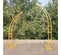 RVUEM Curved Wedding Arch Backdrop Stand, Metal Wedding Arch Stand, Half Moon Balloon Arch Stand, Garden Arch, Flower Stand, Outdoor Indoor Use, for Birthday Party Decor,Gold,1.8m+2.1m
