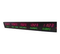 RVUEM Digital Multiple Time Zones Clock, 5 Cities World Time Zones Clock, 3 Levels of Brightness Adjustment, All-Aluminum housing, Easy to Set Up, for Enterprises, Airport
