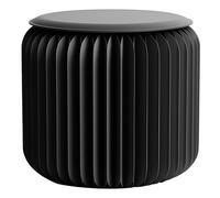RVUEM Folding Paper Stool, Accordion Round Foot Stool, Fashion Paper Design Side Table, Multifunction, Kraft Paper, Home Furniture, for Living Dining Room Vanity,Black,H:30cm