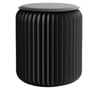 RVUEM Folding Paper Stool, Accordion Round Foot Stool, Fashion Paper Design Side Table, Multifunction, Kraft Paper, Home Furniture, for Living Dining Room Vanity,Black,H:44cm