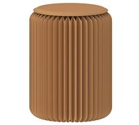 RVUEM Folding Paper Stool, Accordion Round Foot Stool, Fashion Paper Design Side Table, Multifunction, Kraft Paper, Home Furniture, for Living Dining Room Vanity,Brown,H:52cm
