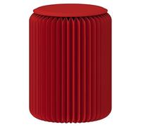 RVUEM Folding Paper Stool, Accordion Round Foot Stool, Fashion Paper Design Side Table, Multifunction, Kraft Paper, Home Furniture, for Living Dining Room Vanity,Red,H:52cm