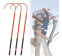 RVUEM High Voltage Insulated Rescue Hook Life-Saving Insulated Rescue Stick w/Reinforced Fiberglass Handle, Insulated Electrical Body Rescue Hook,Red(set of 3),3m~220 KV