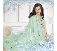 RVUEM Ice Blankets for Hot Sleepers and Night Sweats, Ultra-Cool Lightweight Cooling Blanket, Cooler Fiber Soft Comforter, Absorbs Body Heat to Keep Cool On Warm,Green,90 * 100cm