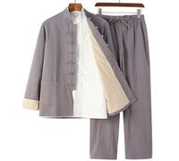 RVUEM Kung Fu Suit Sets, Tai Chi Uniform Shirt, Training Clothes Apparel Clothing, QiGong Martial Arts Wing Chun Shaolin Kung Fu Shirt, Tang Suit 3 Piece Set,003,2XL