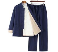 RVUEM Kung Fu Suit Sets, Tai Chi Uniform Shirt, Training Clothes Apparel Clothing, QiGong Martial Arts Wing Chun Shaolin Kung Fu Shirt, Tang Suit 3 Piece Set,006,S