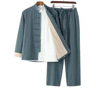 RVUEM Kung Fu Suit Sets, Tai Chi Uniform Shirt, Training Clothes Apparel Clothing, QiGong Martial Arts Wing Chun Shaolin Kung Fu Shirt, Tang Suit 3 Piece Set,001,S