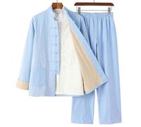 RVUEM Kung Fu Suit Sets, Tai Chi Uniform Shirt, Training Clothes Apparel Clothing, QiGong Martial Arts Wing Chun Shaolin Kung Fu Shirt, Tang Suit 3 Piece Set,002,M