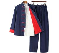 RVUEM Kung Fu Suit Sets, Tai Chi Uniform Shirt, Training Clothes Apparel Clothing, QiGong Martial Arts Wing Chun Shaolin Kung Fu Shirt, Tang Suit 3 Piece Set,007,S