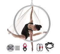 RVUEM Lyra Hoop Ring, Single Point Aerial Hoop Set, Stainless Steel Aerial Yoga Equipment, Dance Fitness Equipment, for Home Gym Circuses, Tube Dia 32mm,A,Diameter 80cm