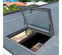 RVUEM Manual Skylight Window, Skylights for House Roof, with Tempered Glass and Aluminum Alloy Frame, for Home/Sun Room/Attic/Basement Daylighting,LxW 50x90cm/19.7x35.4in