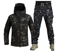 RVUEM Men's Tactical Jacket and Pant, Military Soft Shell Suits, Soft-Shell Jacket, Military Waterproof Army Combat Suit Sets, Hunting Clothing, Waterproof, Lightweight, Outdoor,camouflage C,L