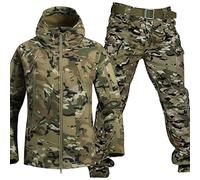 RVUEM Men's Tactical Jacket and Pant, Military Soft Shell Suits, Soft-Shell Jacket, Military Waterproof Army Combat Suit Sets, Hunting Clothing, Waterproof, Lightweight, Outdoor,camouflage B,XXL