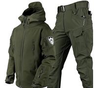 RVUEM Men's Tactical Jacket and Pant, Military Soft Shell Suits, Soft-Shell Jacket, Military Waterproof Army Combat Suit Sets, Hunting Clothing, Waterproof, Lightweight, Outdoor,green,XL
