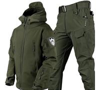 RVUEM Men's Tactical Jacket and Pant, Military Soft Shell Suits, Soft-Shell Jacket, Military Waterproof Army Combat Suit Sets, Hunting Clothing, Waterproof, Lightweight, Outdoor,green,L