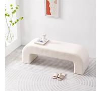 RVUEM Modern White Velvet Tufted Rectangular Bench, 80cm Length, Multi-Functional Furniture