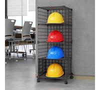 RVUEM Motorcycle Football Helmet Display Case Cabinet Holder Rack,floor-standing Metal Fireman's Helmet Large Display Holder, Retail Hard Hat Baseball Hats Display Stand,Black,4Grids1*4