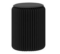 RVUEM Paper Folding Stool with PU Cushion, Flexible Collapsible Chairs, Fashion Design Side Table, Multifunction Round Foot Stool, for School, Kitchen, Living and Dining,Black,H:52cm
