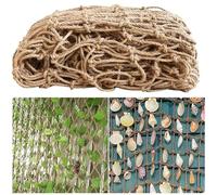 RVUEM Plant Support Netting, Jute Hemp Rope Net, Climbing Plant Natural Netting, Garden Trellis, for Attaching Or Climbing Plants,Rope thickness:6mm,0.5×5m