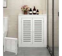 RVUEM Radiator Covers for Home with Double Cabinet Doors, Multi-Functional Detachable Heater Cover Radiator Cabinet with Horizontal Grill Slats, Easy Assembly,4Sides,80×50×15cm