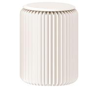 RVUEM Side Table-Fashion Paper Design, Accordion Portable Folding Paper Stool, Relaxing Multifunction Round Foot Stool, Kraft Paper, for School Living Dining Room,White,H:52cm