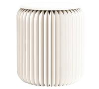 RVUEM Side Table-Fashion Paper Design, Accordion Portable Folding Paper Stool, Relaxing Multifunction Round Foot Stool, Kraft Paper, for School Living Dining Room,White,H:37cm