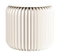 RVUEM Side Table-Fashion Paper Design, Accordion Portable Folding Paper Stool, Relaxing Multifunction Round Foot Stool, Kraft Paper, for School Living Dining Room,White,H:30cm