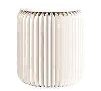 RVUEM Side Table-Fashion Paper Design, Accordion Portable Folding Paper Stool, Relaxing Multifunction Round Foot Stool, Kraft Paper, for School Living Dining Room,White,H:44cm