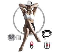 RVUEM Single Point Aerial Hoop, Lyra Hoop Ring, Tube Dia 32mm, Art Yoga Hoop Kit, Dance Fitness Equipment, Stainless Steel, for Aerial Dancing Yoga Training Circus Props,A,Diameter 90cm