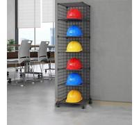 RVUEM Solid Motorcycle Helmet Rack Stand Hat Display Case, Floor-Standing Cube Closet Organizers and Storage, Retail Hard hat Baseball Hats Display Stand,Black,6Grids1*6