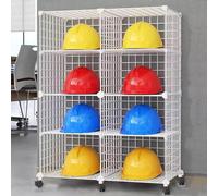 RVUEM Solid Motorcycle Helmet Rack Stand Hat Display Case, Floor-Standing Cube Closet Organizers and Storage, Retail Hard hat Baseball Hats Display Stand,White,8Grids2*4