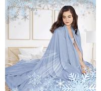 RVUEM Summer Cooling Blanket, Cool Throw Blanket for Hot Sleepers and Night Sweats, Air Conditioning Comforter, 100% Rayon Derived from Bamboo, Comfy Absorbs Body Heat,Blue,230 * 240cm