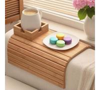 RVUEM Wood Couch Cup Holder - Your Sofa s Best Friend, Couch Arm Tray and Cup Holder, 2 in 1 Anti-Slip Armrest Tray, for Remote, Snacks, Cellphone, Style 1,41 * 34cm