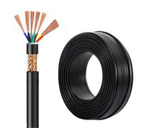 RVVP Shielded Cable 6 Core, Flexible Copper Signal Wire, EMI Shielding, 0.5mm² To 2.5mm² For Control, Security, Automation System(25ft,2.5mm2-6c)