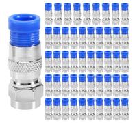 Rvvwhfn 50PCS RG6 F Compression Connectors, Silver & Blue, Metal, RG6 F Plug Connector