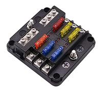 Rvvwhfn Fuse Box with Negative Bus, 6 Way Blade Fuse Holder Block with LED Indicator for 12V Boat Car Automotive Truck Marine