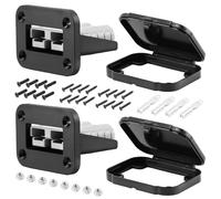 RVXlRDN 50A Plug Mounting Panel with Dust Cover Compatible with Anderson SB50 Series Connectors Flush Mount Recessed Plate, 50Amp Socket Panel 12-24V DC, Black Grey (2Pcs)