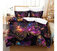 RVZADEERD Butterfly 3D Printed Quilt Cover 3 Pieces Bedding Set Soft Easy Care with Zipper Closure，Pillowcases for Kids Girls Boys Adults Bedroom Double（200x200cm）