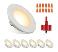 RVZONE 6 Pack RV Boat Recessed Ceiling Light 12 Volt LED Lights Super Slim LED Panel Light with Hole Puncher DC 12V 3W Full Aluminum Downlights (Warm Light)
