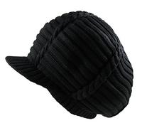 RW 100% Cotton Classic Rasta Slouchy Ribbed Beanie Hats, Black/Brim, One size