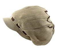 RW 100% Cotton Rasta Dreadlock Light Weight Beanie Visor (XXL), Khaki/Brown2, One Size-X-Large