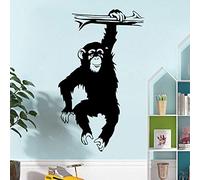 RW-2718 Black Orangutan Wall Decals Cartoon Gorilla Monkey Wall Stickers 3D Orangutan Hanging On A Branch Wall Art Decor for Kids Adults Bedroom Living Room Wardrobe Playroom Home Decoration
