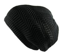 RW Knitted Slochy Cotton Classic Rasta Beanie - Black - One Size
