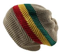 RW Knitted Slochy Cotton Classic Rasta Beanie - - One Size